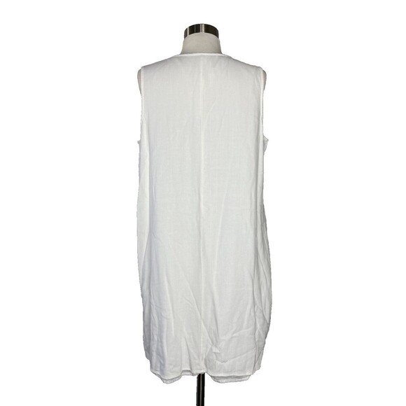 Old Navy Dress Women Size Large White Red Blue Patriotic Linen Blend Sleeveless - Picture 3 of 6